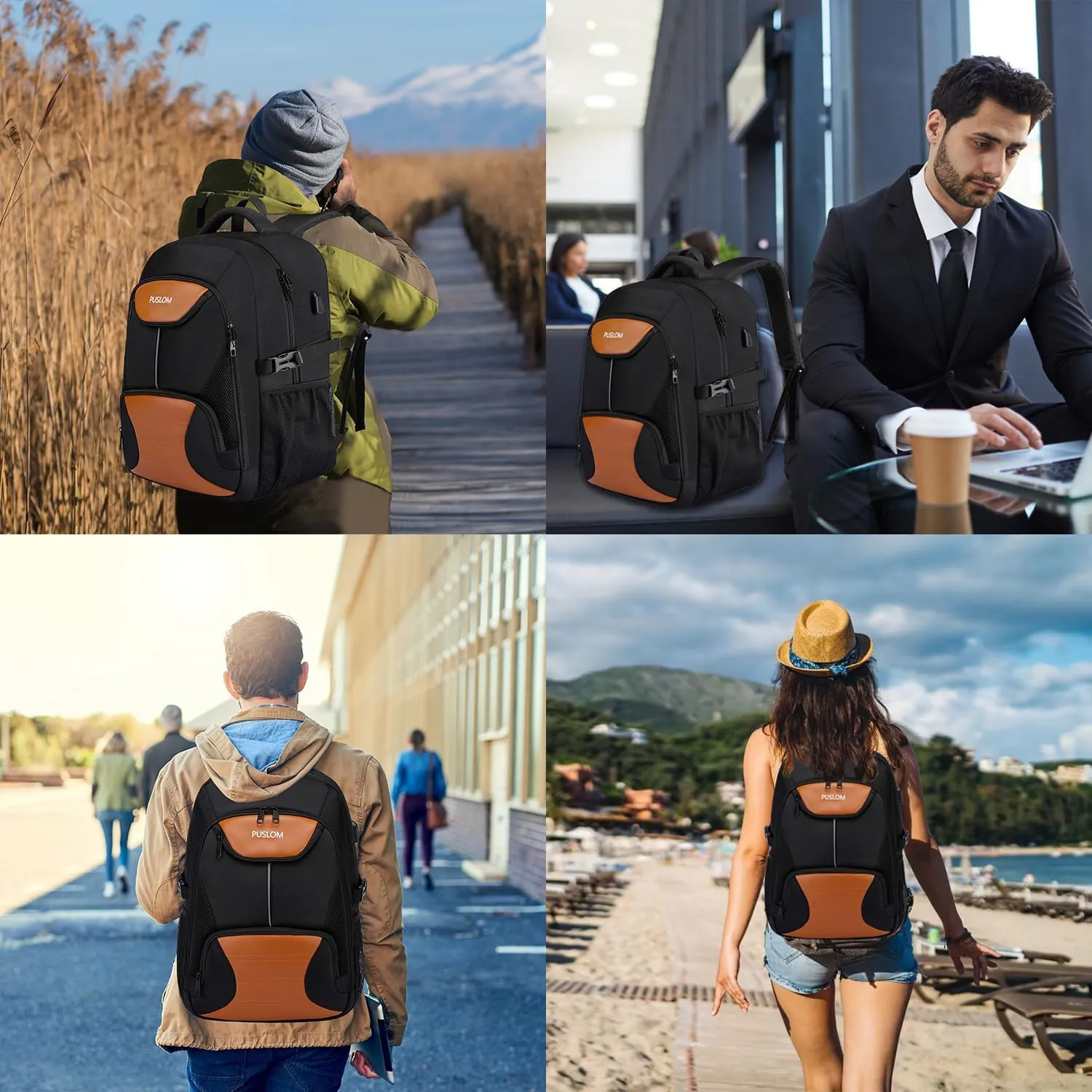 Travel Laptop Backpack,Extra Large Backpack for Men Women Work Bag 17.3 Inch Laptop Bag with USB Charging Port Anti Theft Water Resistant Durable Bookbag for College Travel Business Computer Bag,Black