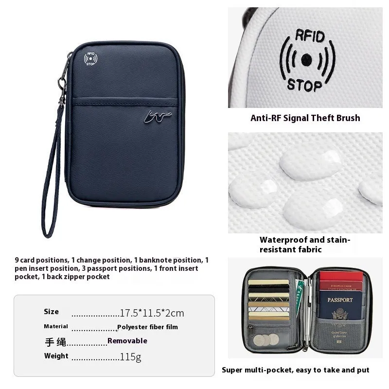 Travel Storage Travel Portable RFID Anti-theft Swiping Passport Case Document Package
