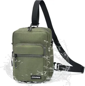 Waterproof Sling Bag For Men And Women, Small Nylon Crossbody Sling Backpack With Multi Pockets, Adjustable Chest Bag For Travel, Hiking, Workout - Green