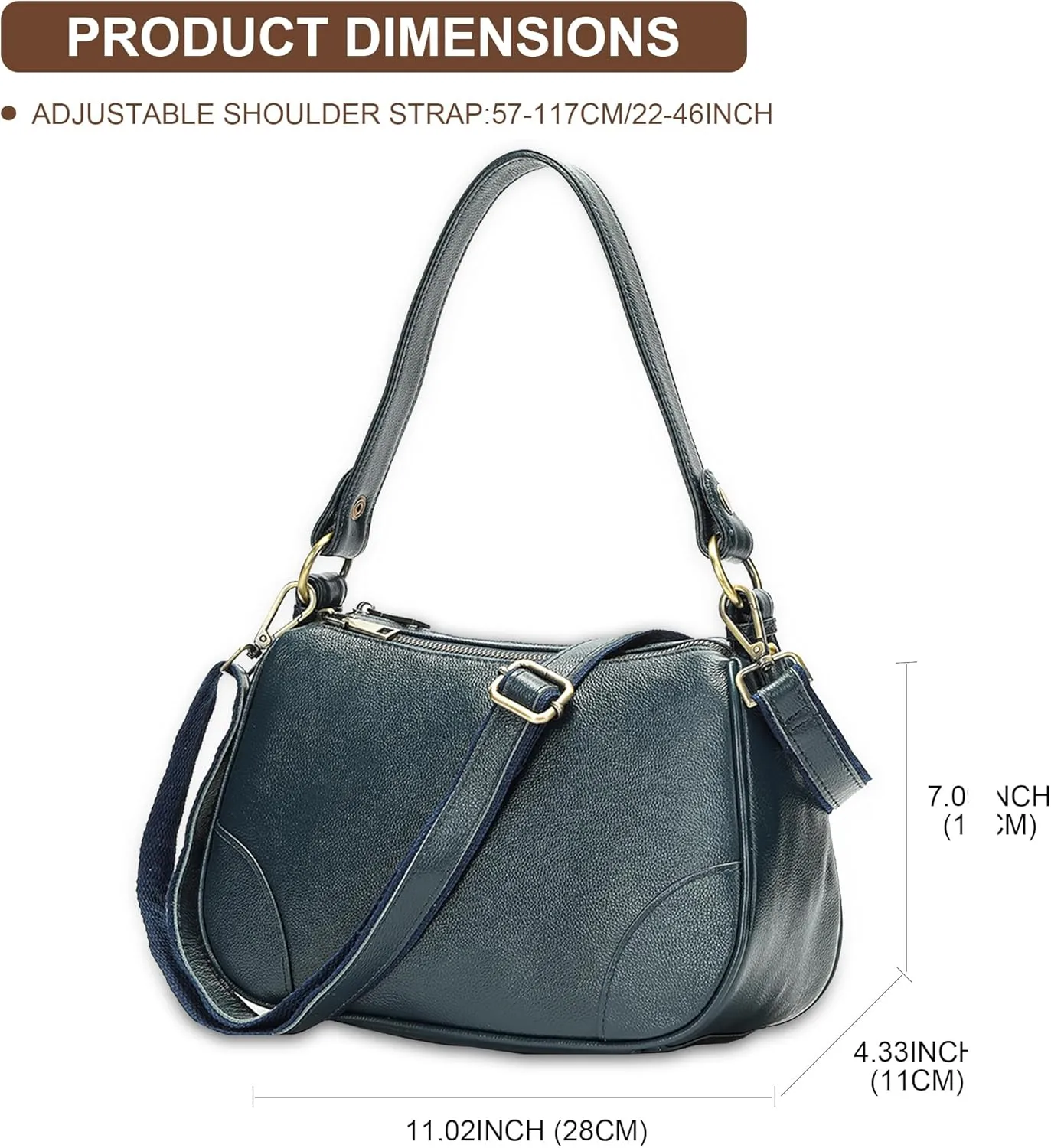 Women's Crossbody Bag Multifunctional Shoulder Bag Fashion Dumpling Bag With 2 Shoulder Straps