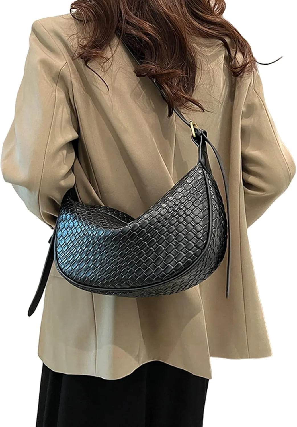 Woven Dumpling Bag for Women Cloud Purse Soft Leather Crossbody Shoulder Bag Woven Leather Tote Bag Hobo Bag