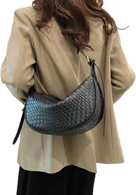 Woven Dumpling Bag for Women Cloud Purse Soft Leather Crossbody Shoulder Bag Woven Leather Tote Bag Hobo Bag